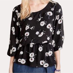 Deletta Anthropologie Wished Blooms Dandelion Peplum Top Blouse XS bv